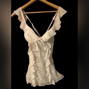 White Lace Ruffle Top camise